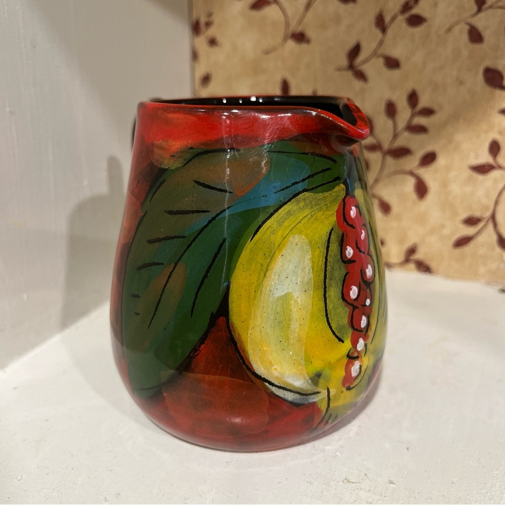 Italian pottery creamer fruit colorful glazed